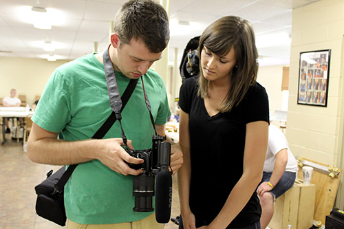 Working together on a video in 2011